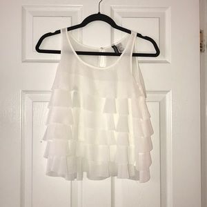 White Ruffle Tank Top
